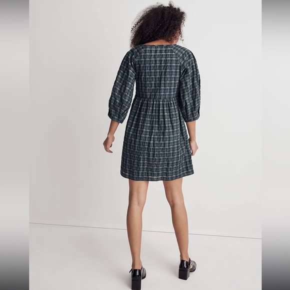 K1 Marianna Puff-Sleeve Mini Dress in Plaid - Picture 4 of 10